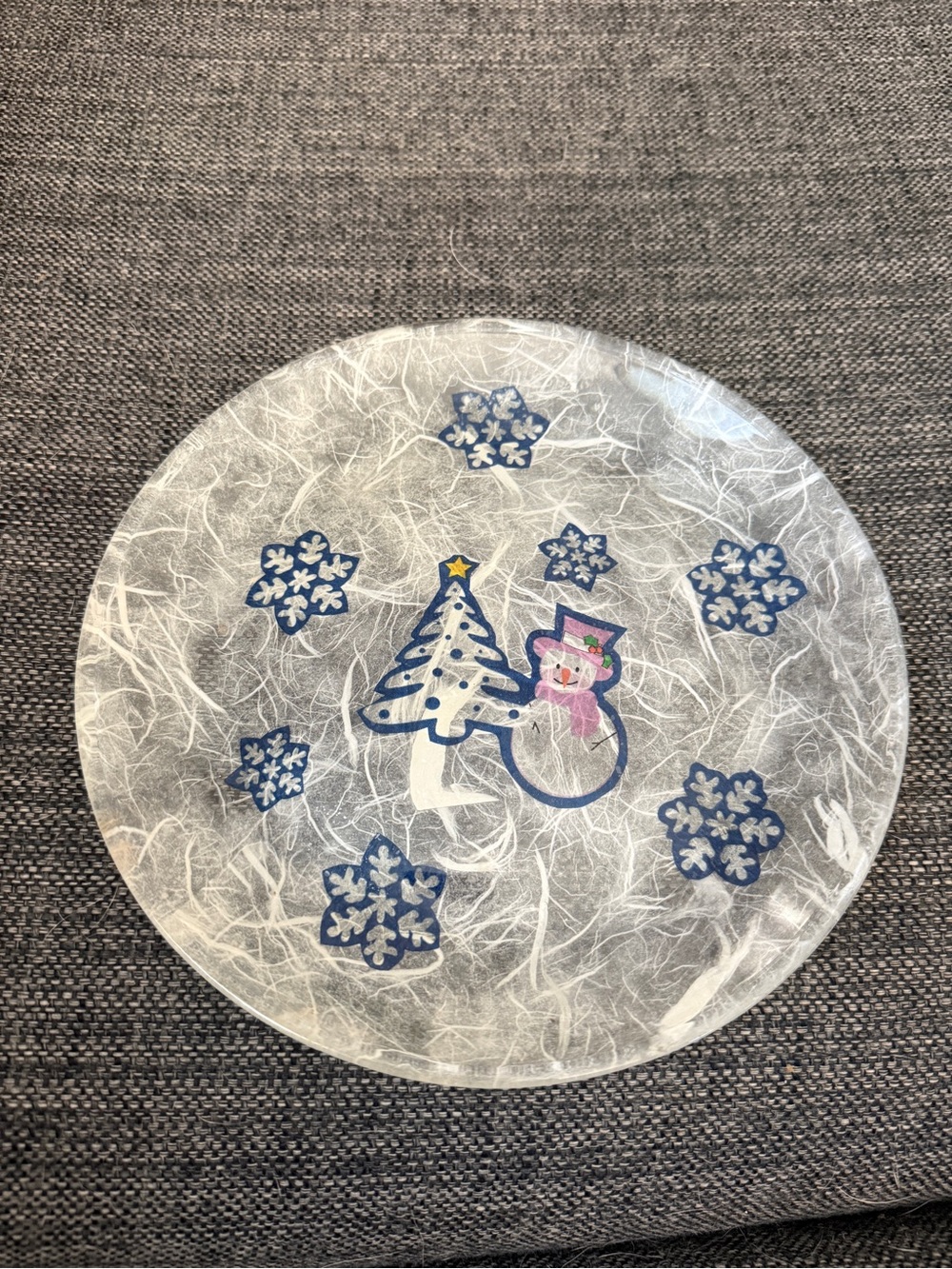 Festive Blue Snowman Decorative Plate - Home Art
